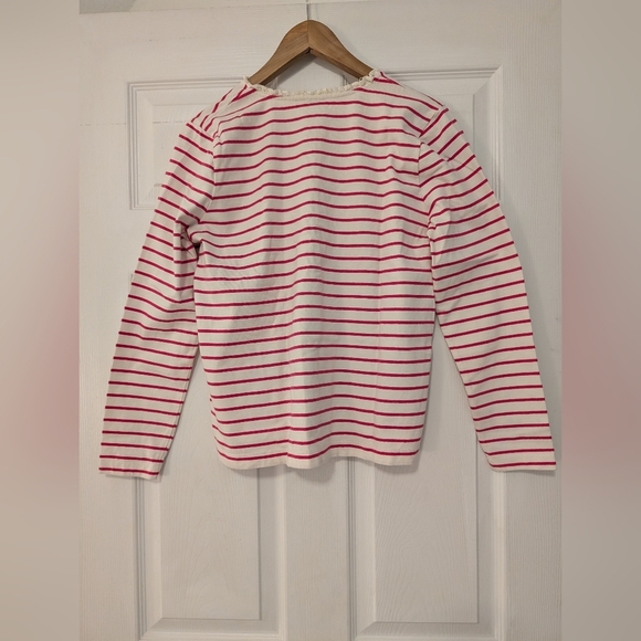 J. Crew White and Pink Striped Long Sleeve Top With Buttons Women's Size Small - Picture 4 of 5